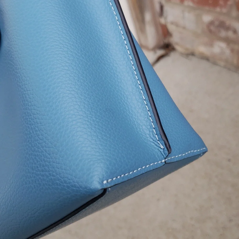 Coach Mollie Tote 25 Leather Satchel Convertible Bag Pacific Blue Designer - Picture 7 of 17